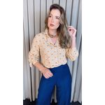Camisa Feminina Manga Longa Bordada Poa - Cod: 327 - Nude Poa Laranja