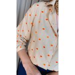 Camisa Feminina Manga Longa Bordada Poa - Cod: 327 - Nude Poa Laranja