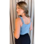 Blusa Feminina Clássica Em Poá - Azul - Cod 318