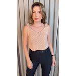 Blusa Feminina Clássica Em Poá - Nude - Cod 318