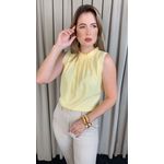 Blusa Feminina Clássica Com Detalhes De Pregas - Amarela - Cod 319
