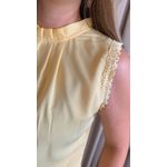 Blusa Feminina Clássica Com Detalhes De Pregas - Amarela - Cod 319