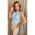 Blusa Feminina Clássica Com Detalhes De Pregas - Azul - Cod 319
