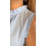 Blusa Feminina Clássica Com Detalhes De Pregas - Azul - Cod 319