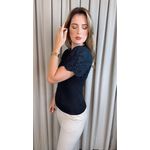 T-shirt Feminina Com Detalhe Na Manga - Preto - Cod 320
