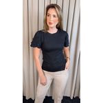 T-shirt Feminina Com Detalhe Na Manga - Preto - Cod 320