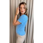 T-shirt Feminina Com Detalhe Na Manga - Azul - Cod 320
