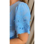 T-shirt Feminina Com Detalhe Na Manga - Azul - Cod 320