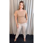 T-shirt Feminina Com Detalhe Na Manga - Nude - Cod 320