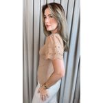 T-shirt Feminina Com Detalhe Na Manga - Nude - Cod 320