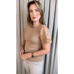 T-shirt Feminina Com Detalhe Na Manga - Nude - Cod 320