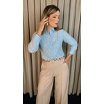 Camisa Feminina Manga Longa Bordada - Cod: 316 - Azul