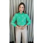 Camisa Feminina Manga Longa Bordada - Cod: 316 - Verde