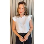 Blusa Feminina com Aplicação em Crochê- Branco - Cód 317