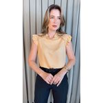 Blusa Feminina com Aplicação em Crochê- Nude - Cód 317