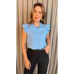 Blusa Feminina com Aplicação em Crochê- Azul - Cód 317
