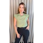 Blusa Feminina com Aplicação em Crochê-Verde - Cód 317