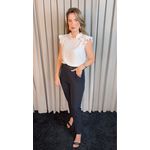 Blusa Feminina com Aplicação em Crochê- OffWhite - Cód 317
