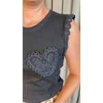 Regata Feminina Bordada Delicada - Cod 315 - Preto