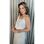 Regata Feminina Bordada Flor - Cod 314 - Off White
