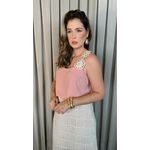 Regata Feminina Bordada Flor - Cod 314 - Rosa