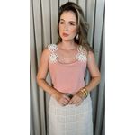 Regata Feminina Bordada Flor - Cod 314 - Rosa