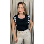 Regata Feminina Bordada Delicada - Cod 311 - Preto