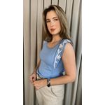 Regata Feminina Bordada Delicada - Cod 311 - Azul