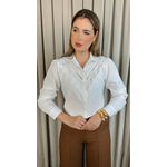 Camisa Feminina Bordada Flor - Cod: 323 - Branco