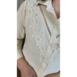 Camisa Feminina Bordada Flor - Cod: 323 - Nude