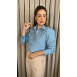 Camisa Feminina Bordada Flor - Cod: 323 - Azul
