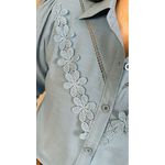 Camisa Feminina Bordada Flor - Cod: 323 - Azul