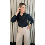 Camisa Feminina Bordada Flor - Cod: 323 - Preto