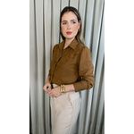 Camisa Feminina Bordada Flor - Cod: 323 - Marrom