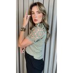 T-shirt Feminina Com Detalhe Na Manga Guipir - Verde - Cod 226