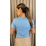 T-shirt Feminina Delicada Bordada - Azul - Cod 305