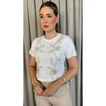 T-shirt Feminina Delicada Bordada - Branca - Cod 305
