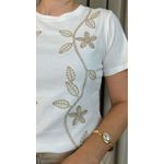 T-shirt Feminina Delicada Bordada - Branca - Cod 305