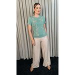 T-shirt Feminina Delicada Bordada - Verde - Cod 305