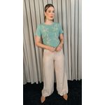 T-shirt Feminina Delicada Bordada - Verde - Cod 305
