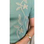 T-shirt Feminina Delicada Bordada - Verde - Cod 305