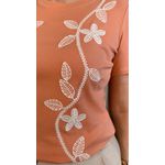 T-shirt Feminina Delicada Bordada - Coral - Cod 305