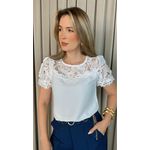 Blusa Feminina Delicada Guipir - Branca - Cod 307