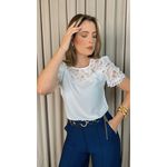 Blusa Feminina Delicada Guipir - Branca - Cod 307