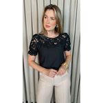 Blusa Feminina Delicada Guipir - Preto - Cod 307