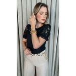 Blusa Feminina Delicada Guipir - Preto - Cod 307