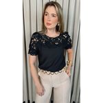 Blusa Feminina Delicada Guipir - Preto - Cod 307