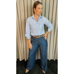 Camisa Feminina Manga Longa Bordada Poa - Cod: 306 - Azul