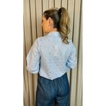 Camisa Feminina Manga Longa Bordada Poa - Cod: 306 - Azul