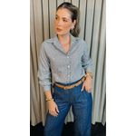 Camisa Feminina Manga Longa Bordada Poa - Cod: 306 - Preto